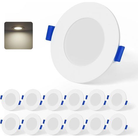 Pack of 12 Recessed LED Spotlights, 4W Neutral White 4000K, IP44 Bathroom, 65-85mm Hole (1/5)