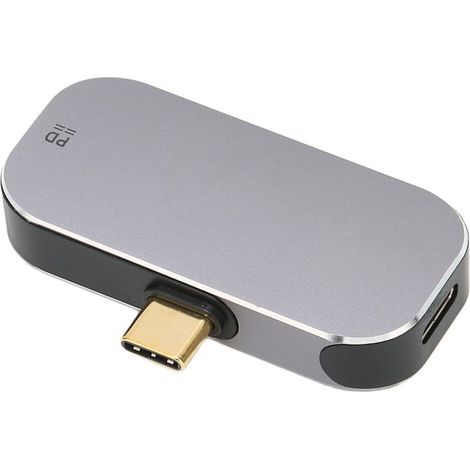 Adaptateur hub Type-C, plug and play, transfert de données haute vitesse, dissipateur thermique en cuivre, stockage universel, 3 en 1, comprend des ports MiniDP, PD et USB-C.