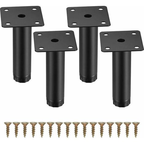 HONORNIC - 4 Pièces Pieds de Meuble, 10 cm Pieds de Meubles Réglables, Pieds de Support en Fixation en Métal pour Meubles/Bureau/Cuisine/Ca (1/5)
