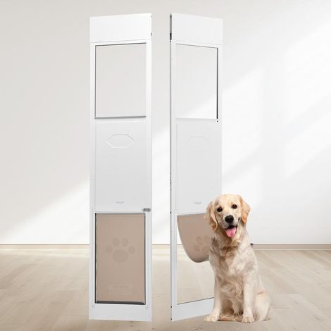 1927-2049 mm porte pour chien XL pour porte coulissante en verre, cadre aluminium, rabat verrouillable, grand chien (1/5)