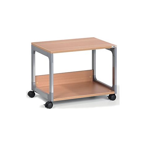 Carro multiusos y para impresora 2 baldas plateado / haya (1/2)