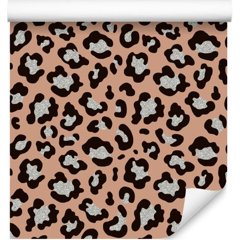 Papier peint imitation peau d'animal, orange, rouille, marron et gris, 50 x 1000 cm (1/5)