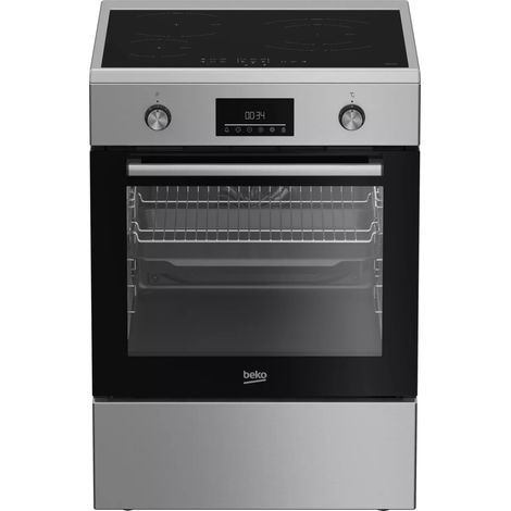 Beko – Cuisinière induction 72L 3 foyers inox – Chaleur pulsée 3D pour cuisson rapide et uniforme – Nettoyage par catalyse – FBE68314MXC