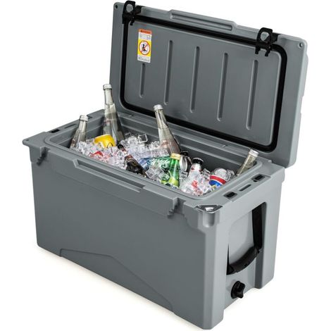 Glacière isotherme portable 47 L – Rétention de glace 5 à 7 jours – Construction rotomoulée – Système de drainage rapide – Porte-gobelets intégré
