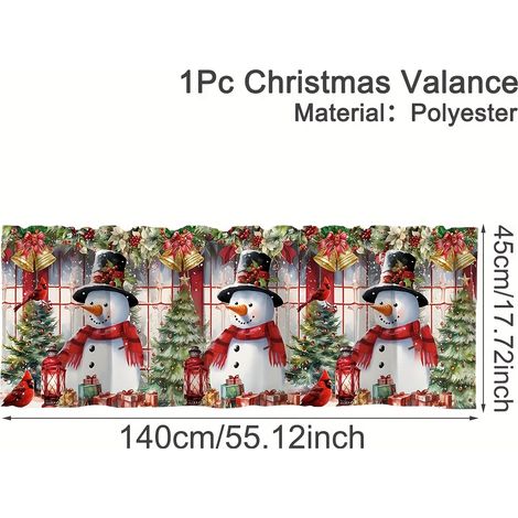 Rideaux de Noël 2026, tissu décoratif imprimé numérique pour chambre et salon, fond décoratif pour les fêtes - 45 x 180 cm - CL-7