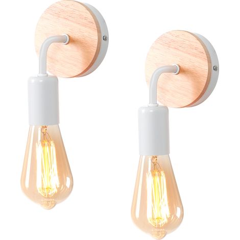 2 Pièces Applique Murale Rétro D'Intérieur Lampe Murale Moderne Pour Salon, Chambre À Coucher, Couloir, Couloir (Ampoule Non Incluse), Blanc (1/5)
