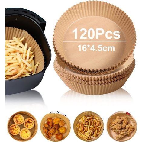 Ecleanfy - Air Fryer Feuilles de Papier 120 Pièces, Papier Cuisson Air Fryer Paper Liner, Papier Rond pour Friteuse à Air(16 4.5) (1/5)