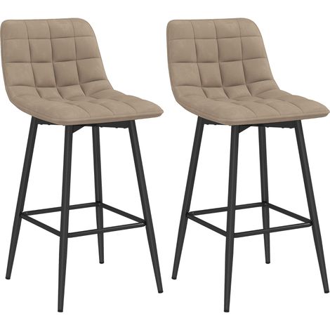 Set 2 Sgabelli da Cucina Stile Nordico in Tessuto Effetto Velluto e Metallo, 45x47x84 cm, Marrone (1/5)