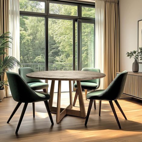 ROMY - Table à manger ronde 140x140cm en bois de mindi (1/5)