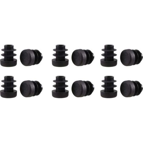 12 Bouchons Plastique Noir Rond 12Mm Pour Tuyau Embout Tube Insertion Bouchon