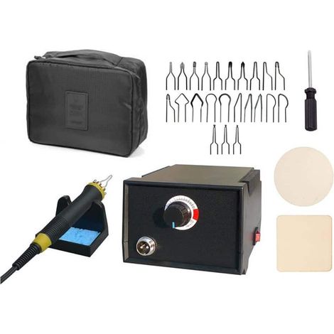 Kit de pyrogravure bois pro, ensemble fer à souder 23 pointes, température variable, outil gravure bois réglable