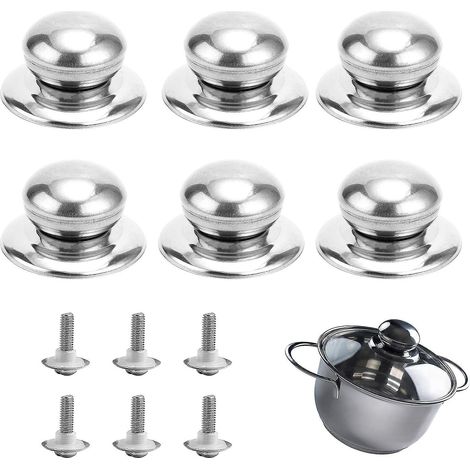 6 Pices-poigne De Couvercle De Pot En Acier Inoxydable, Boutons Universels De Rechange, Boutons Couvercle, Ustensiles De Cuisine Remplacement Bout