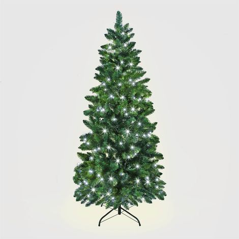 7 Ft Pre-Lit Imperial Pine Slim Green Christmas Tree Cool White Leds (1/5)