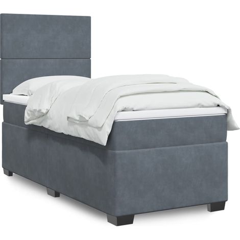 Boxspringbett mit Matratze Dunkelgrau 90x200 cm Samt