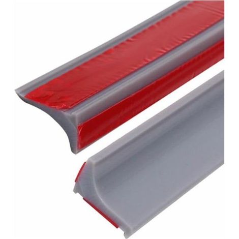 2M Bande d'étanchéité Silicone Seuil De Douche Barrage d'eau pour Bordure de Bain Comptoir Evier, Gris (Deux côtés adhésifs) (1/5)