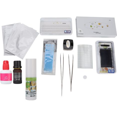 Kit de pose faux cils extension pour débutant - Lot outil de gréffe de cils artificiels (1/5)