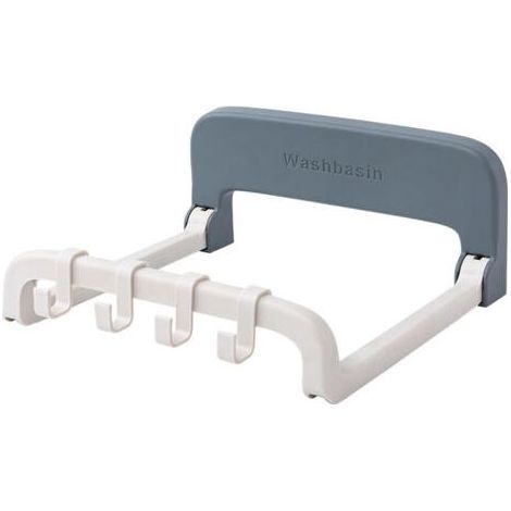 Étagère murale pour lavabo, gris et blanc, sans perçage, rangement pour lavabo de salle de bain et toilettes, gain de place, pour cosmétiques et articles de toilette (1/5)