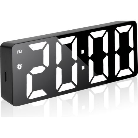 Réveil Numérique LED avec Date et Température,Horloge de Chevet USB,3 Modes de Répétition,Luminosité Réglable et Fonction Somnoler - Noir (1/5)