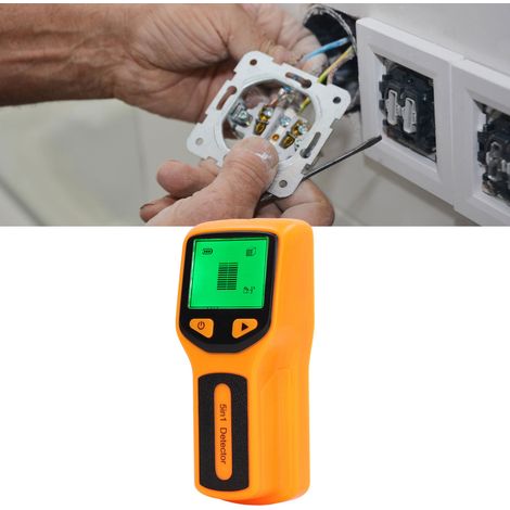 Détecteur mural portable HW430 pour métaux, bois, fils et câbles. Détecteur de montants 5 en 1 avec écran LCD haute définition, orange. (1/5)