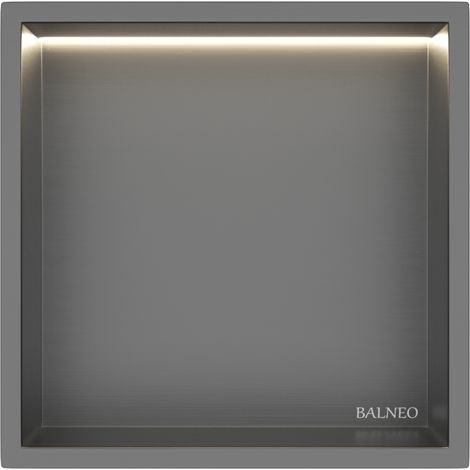 Balneo Niche de douche encastrable avec éclairage LED Wall-Box ONE 30 x 30 x 10 cm - Acier inoxydable AISI 304 - Étanche (1/5)