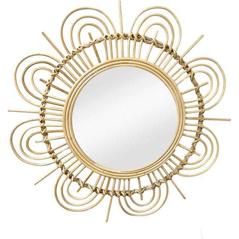 Miroir Mural Design en Rotin "Aina" 51cm Naturel (1/4)