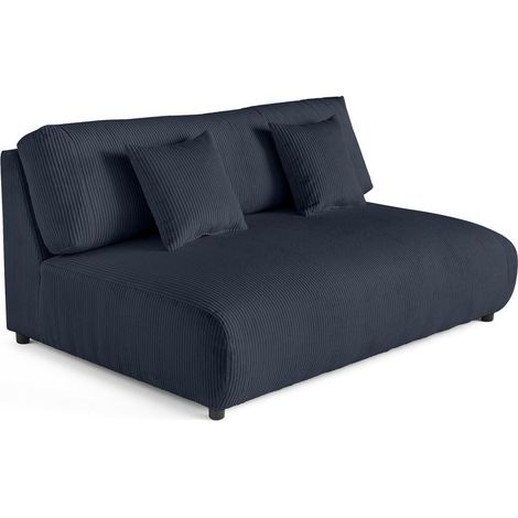 Garance - module d'assise 3 places sans accoudoirs - en velours côtelé - bleu nuit (1/5)
