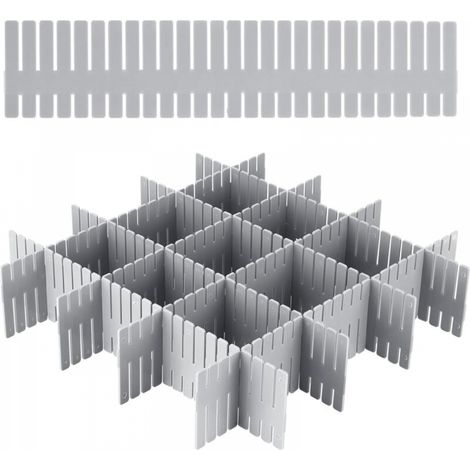 24 Pcs Séparateurs de Tiroir, 32 x 7 cm Organisateur de Tiroir, Grille Diviseur de Tiroir en Plastique, Réglable, pour sous-Vêtements, Chaussettes (1/5)
