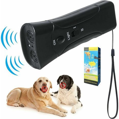 Répulsif à ultrasons pour chien - Double canal - Appareil anti-aboiement 3 en 1 - Outil de dressage pour chien avec lampe de poche LED (1/5)