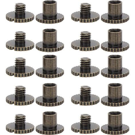 10 pièces rivets à tête plate à cannelures laiton pour fixations ceintures sacs à dos meubles bronze (1/5)