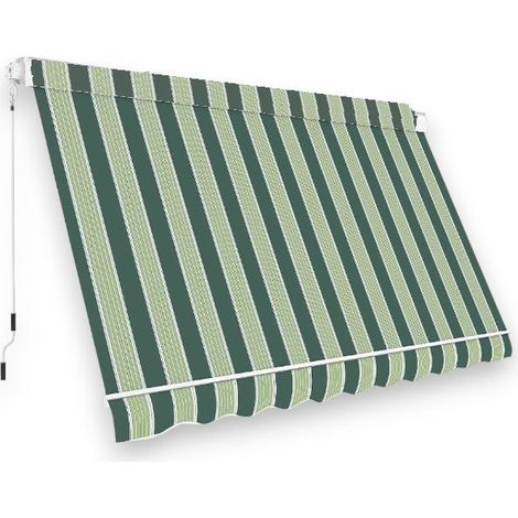 Tenda da balcone para sole a caduta senza cassone 300x250 cm verde e crema a righe con profili in alluminio (1/4)