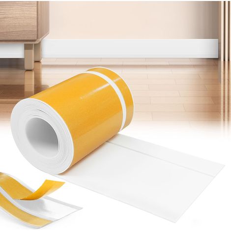 Plinthe pvc, Blanc 80 mm x 20 mm x 3m Plinthe Souple Autoadhésive Plinthe, Plinthe PVC Souple, Plinthe Adhesive, Convient pour la Salle de Bain et la Cuisine (Blanc) (1/5)