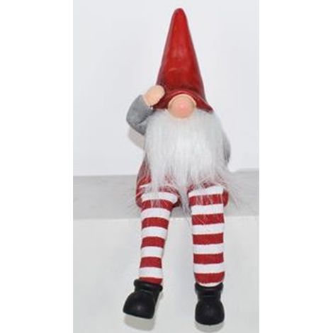 Gnomo elfo babbo natale per decorazioni addobbi natalizie set 2 idea regalo vetrine negozio piedi penzolanti in tessuto 12cm (1/5)