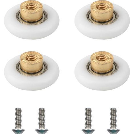 Lot de 4 roulettes de porte de douche en cuivre pour porte de salle de bain en verre, glissières de porte de douche coulissantes pour salle de bain - Pièces de rechange à faire soi-même (1/5)