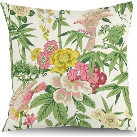 Housse de coussin fleurs papillon, décoration canapé maison,45×45cm (1/5)