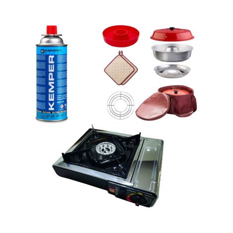 PACK OMNIA Four et accessoires + INCASA Réchaud à gaz portable + KEMPER Cartouche de gaz (1/4)