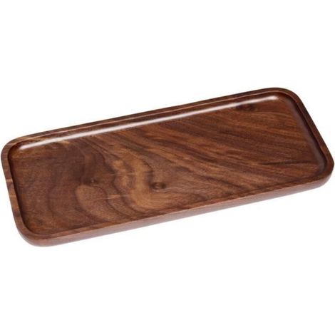 Plateau de Service en Bois de Noyer, Plateau Décoratif et Apéritif pour Table, Comptoir, Plat en bois pour Café, Thé, Rectangulaire (1/4)