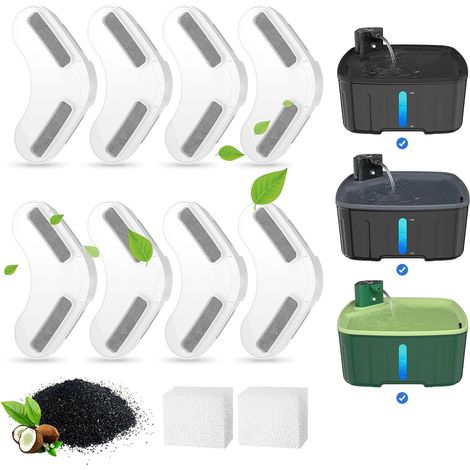 Filtres pour Fontaines À Eau pour Chiens, 8 Filtres + 2 Éponges, Filtres pour Fontaines À Eau pour Fontaines À Chats Fontaines À Chiens Compatible avec les fontaines Kittyspout G10 (1/5)