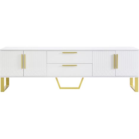 Mobile TV bianco lucido e dorato in MDF 170 x 40 x 35 cm (1/5)