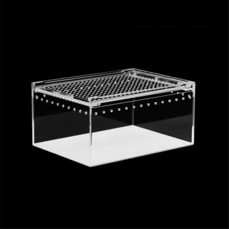 Acuario para reptiles, recinto para reptiles, comedero de acrílico transparente, terrario de vidrio para reptiles, comedero pequeño de 20 x 15 x 10 cm. (1/5)