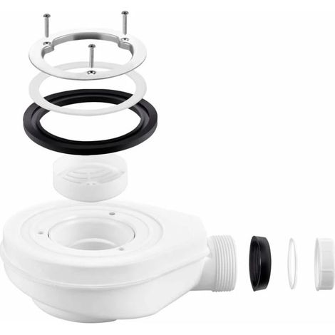 Kit de vidange bac de douche, drain de douche avec siphon, avec filtre à cheveux, kit de trou de vidange de bac de douche, blanc (1/4)