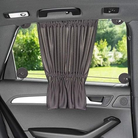 Juego de cortinas para coche (2 piezas) con 4 ventosas, 65x50 cm – Malla opaca y transpirable, privacidad y protección UV para turismos (1/5)