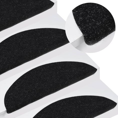 10 pcs Tapis d'escalier auto-adhésif, Tapis de marches, Marchettes D'escalier noir 56x17x3 cm MKS69058 (1/5)