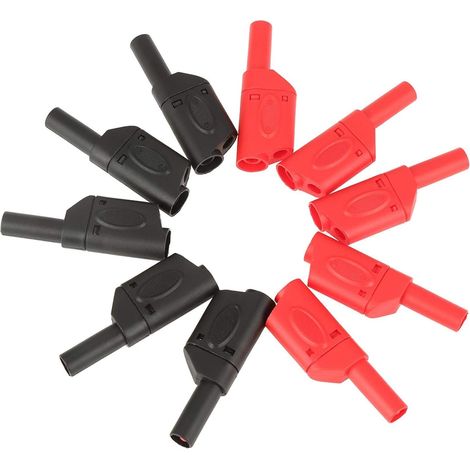 10-Piece 4mm Multimeter Test Lead Kit, Electronic Test Cord Set with Fully Insulated Banana Plugs, Stackable Male Connectors for Professional Electricians (1/5)
