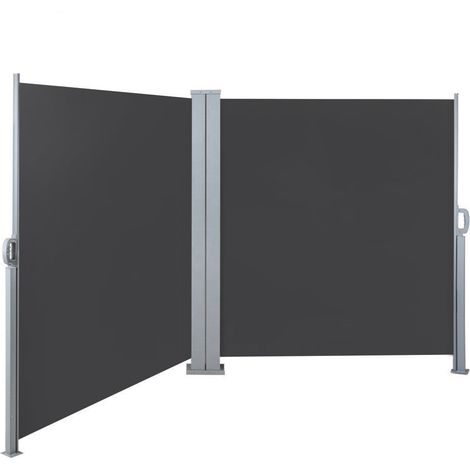 SVITA Doppelseitenmarkise ausziehbar freistehend 600x160 cm Dunkelgrau