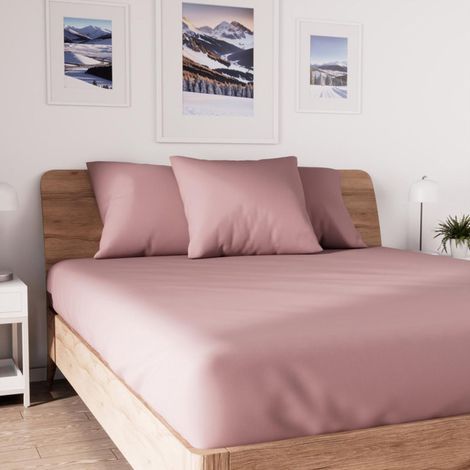 Drap housse en coton 150x190 cm vieux rose, par rose rose (1/4)