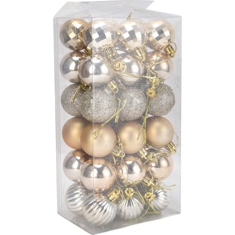 36 Boules de Noël Incassables pour Sapin, Décorations Dorées pour Fêtes de Fin d'Année et Célébrations