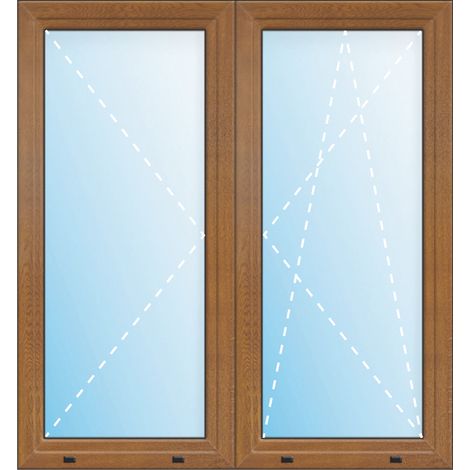 Uw 0,86 PORTE FINESTRA PVC, 2 ante con battuta et a ribalta, largeur 140 cm, hauteur 210 cm, bianco/golden oak, dimensioni varie (1/5)