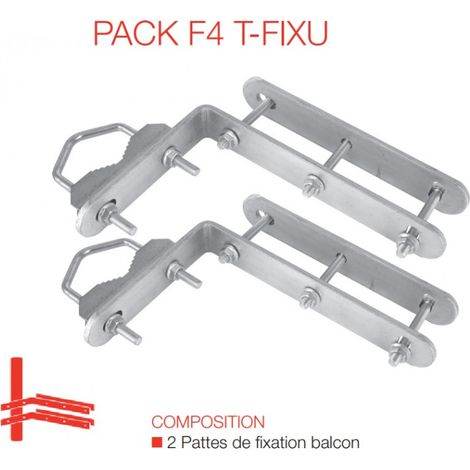 Pack de fixation pour antenne parabole sur balcon acier galvanisé PACK F4 TELEFUNKEN