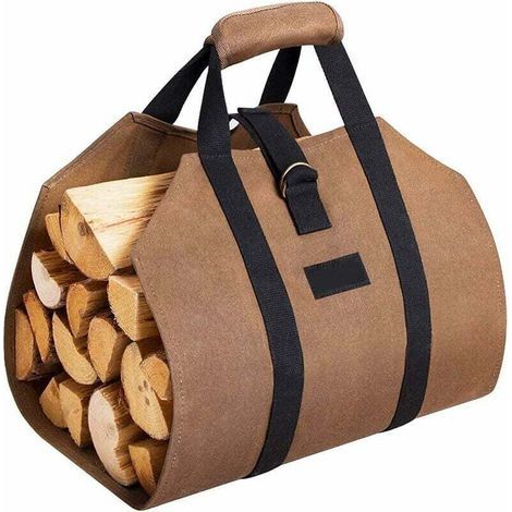 Panier à bûches extra large en toile cirée imperméable – 250 x 116 cm – Poignée antidérapante – Sangle centrale réglable pour transport sécurisé (1/5)