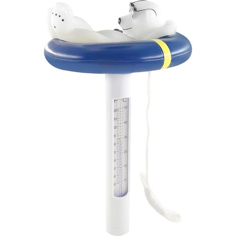 Thermomètre de piscine flottant - Ours polaire - Facile à lire - Avec corde incassable - Convient pour la piscine (1/4)